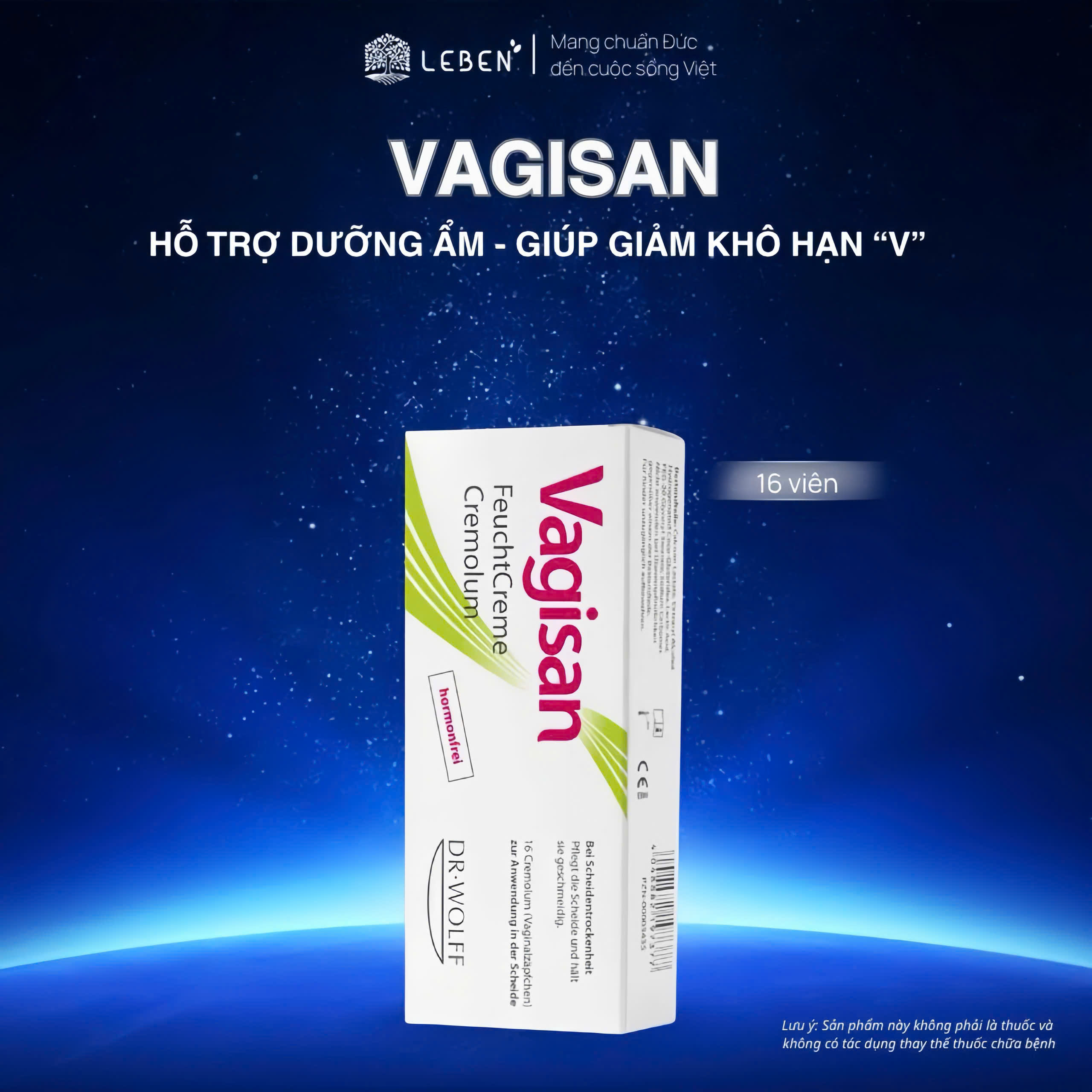 Viên đặt Vagisan FeuchtCreme Cremolum dưỡng ẩm chuyên sâu, giảm khô hạn