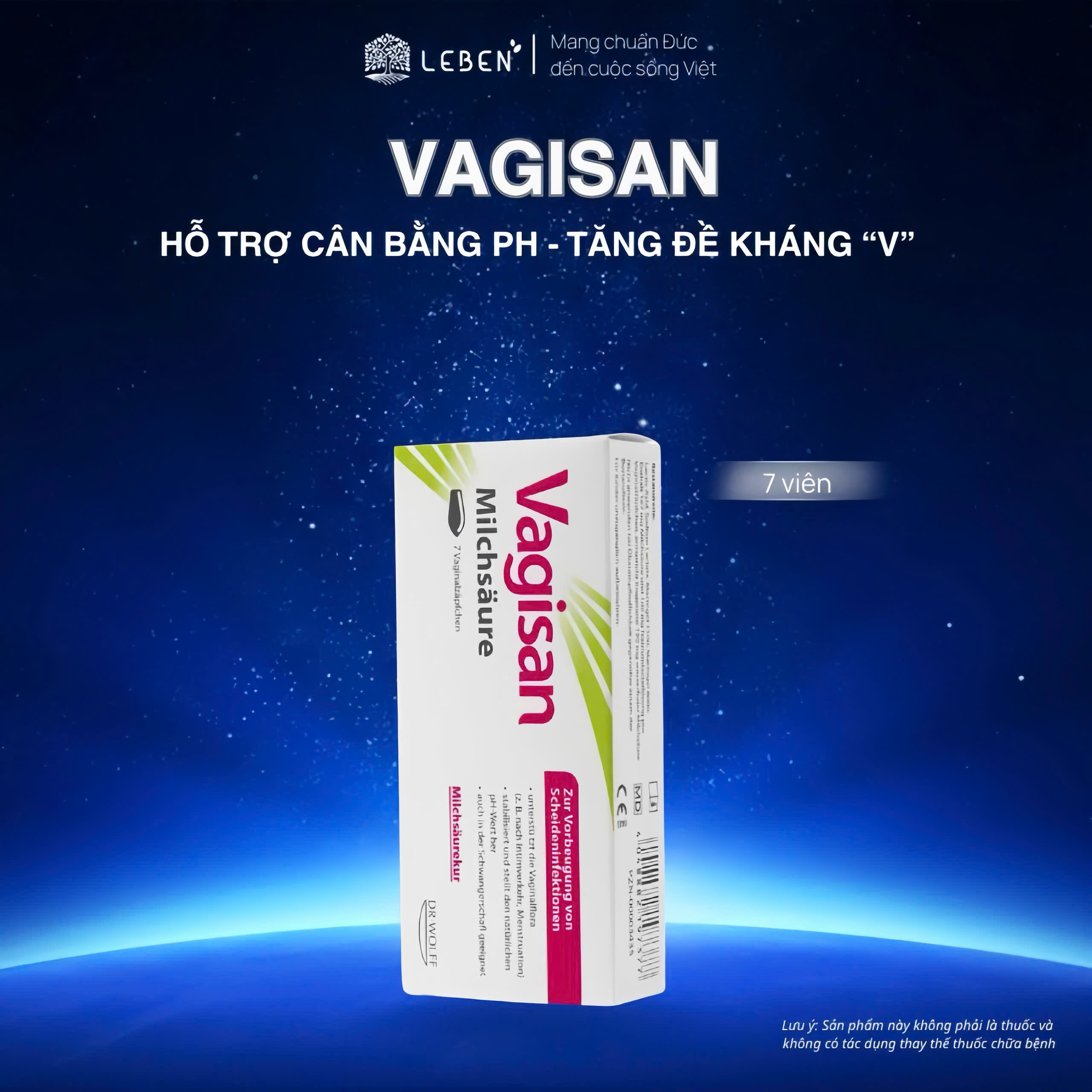 Viên đặt Vagisan Milchsaure cân bằng pH, tăng đề kháng chuyên sâu cho vùng kín